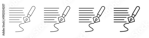 writing skill icon set with multiple line weights vector illustration