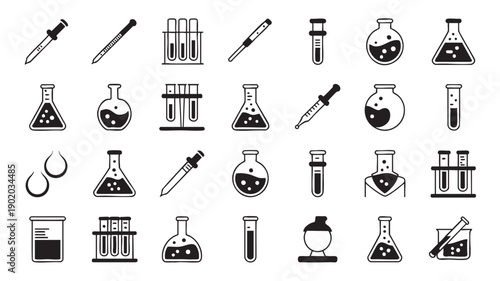 Laboratory Equipment Icons Set