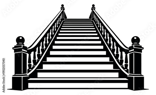 Silhouette illustration of a grand staircase depicting a path upwards for success concepts
