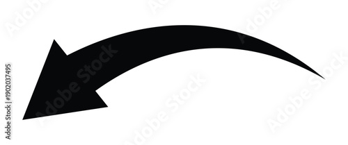 Long thin arrow indicating downward direction. Black downward curved arrow indicating loss and regress. Vector illustration isolated on white background.