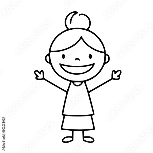 Cute Happy Girl Doodle
