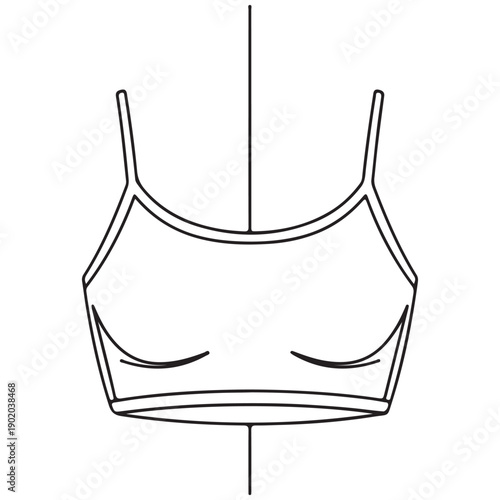 Simple Line Art Sports Bra Outline on White