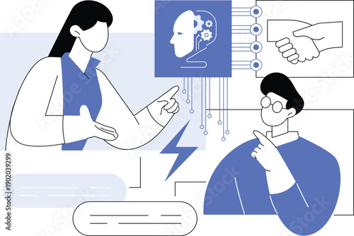 AI-Assisted Conflict Resolution abstract concept vector illustration.