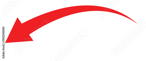 Long curve arrow pointing downward left side. Curved arrow sign. Flat style arrow icon for your website, design, logo, app, UI. vector illustrator.