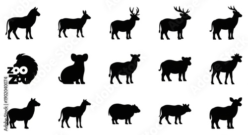 Collection of Diverse Animal Silhouettes for Graphic Design.