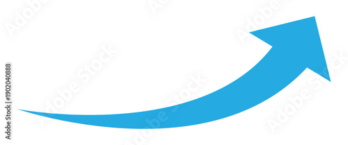 Curve arrow pointing upward side. A simple, blue curved arrow pointing to the up on a white background. Direction symbol. Arrow symbol for app, UI, web.