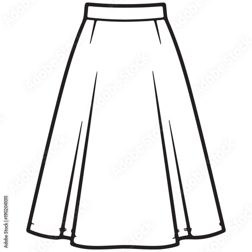 Black and White Fashion Illustration of a Pleated Skirt