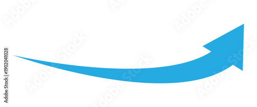 Curve arrow pointing upward side. A simple, blue curved arrow pointing to the up on a white background. Direction symbol. Arrow symbol for app, UI, web.