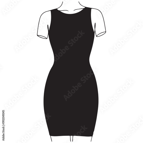 Black Sleeveless Sheath Dress Silhouette on White Background