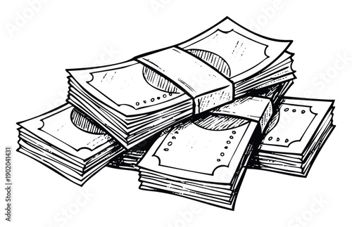 A collection of bundled money stacks, symbolizing prosperity, growth, and rich economic activity, perfect for financial articles, banking promotions, or investment guidance.