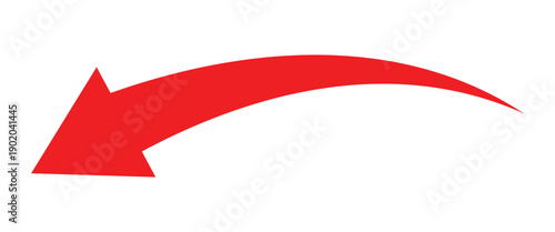 Long curve arrow pointing downward left side. Curved arrow sign. Flat style arrow icon for your website, design, logo, app, UI. vector illustrator.