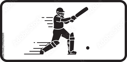 Aggressive Batsman icon in silhouette on white background.