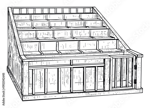 A rustic wooden multilevel nesting box or storage unit providing organized compartments for agricultural use or efficient home workshop organization