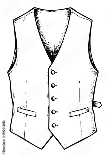 Classic formal waistcoat drawing depicting traditional mens attire suitable for elegant clothing designs historical costume projects and tailored apparel visuals