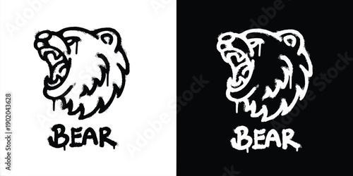 Graffiti roaring bear logo vector design