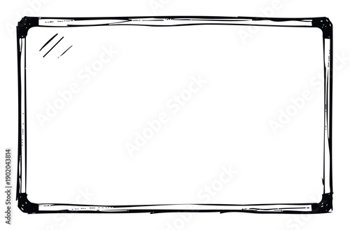 A hand drawn grunge doodle frame border element with irregular thick lines, perfect for graphic design projects, presentations, and video overlays needing a textured, sketchy look.