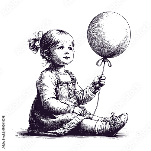 innocent little girl holding a balloon