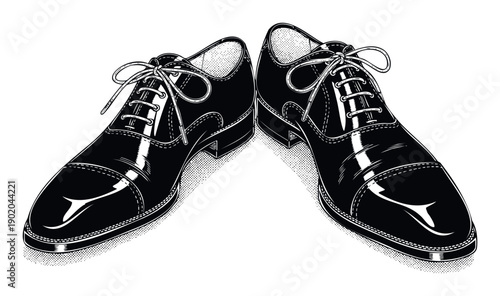 Sophisticated black and white mens oxford shoes showcasing a timeless formal footwear style, ideal for print media, fashion catalogs, or elegant branding projects