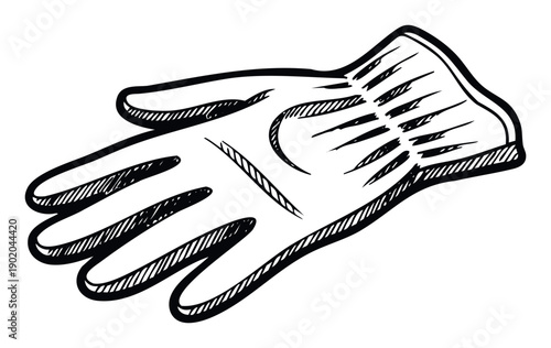 Hand drawn style golf glove graphic provides a versatile visual asset for sports equipment branding, athletic club advertisements, or recreational accessory presentations.