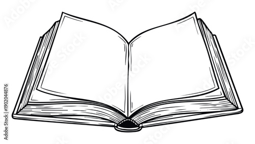An open blank book with many pages is ready for writing or reading, perfect for educational materials, literary themes, or publishing industry graphics.