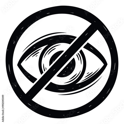 Hidden eye graphic representing invisibility and forbidden access, ideal for concepts like privacy protection, data security, and content blocking interfaces.
