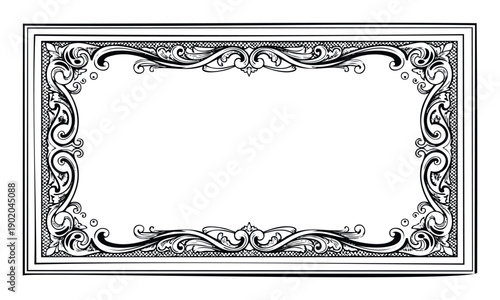 Elegant ornamental frame with intricate scrollwork and classic filigree perfect for certificates invitations diplomas and decorative document borders