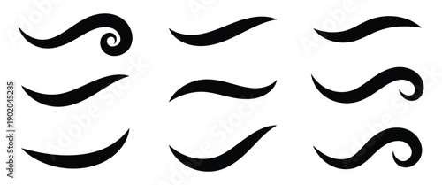 Swoosh and Swash tail set designed for logo design and decorative elements.  Vector illustration