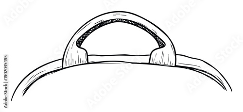 A simple hand drawn arched handle illustration suitable for various graphic resources, craft projects, or decorative design elements, providing a rustic and artistic touch