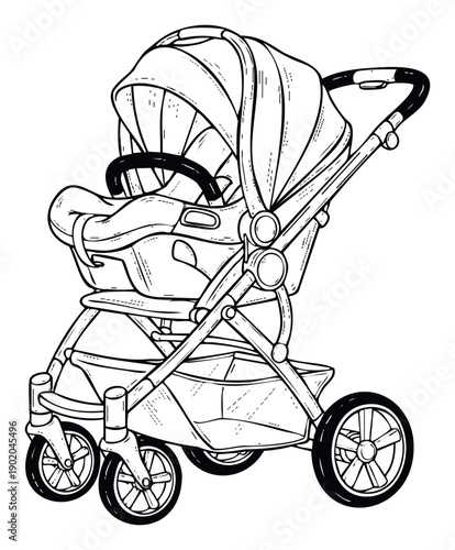 Versatile baby stroller with integrated infant car seat for secure and comfortable child transport, ideal for maternity, family lifestyle, and parenting merchandise