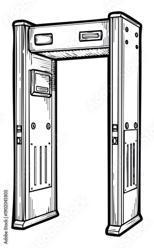 Entrance checkpoint walkthrough metal detector system for security screening at airports, events, and secure facilities ensuring public safety.