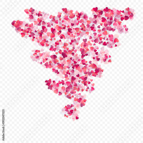 Wallpaper Mural Heart love vector background. Valentine frame. Pink hearts confetti. Scattered love symbols. Random falling heart shape on transparent background. Beautiful Invitation, Greeting Card Illustration. Torontodigital.ca