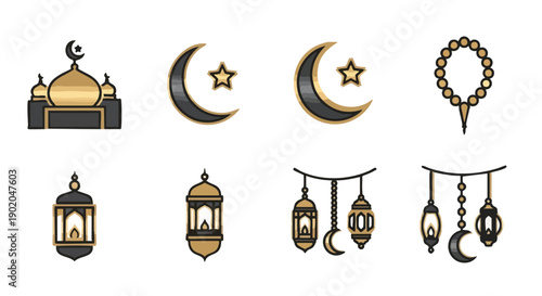 Collection Dicônes Géométriques Islamiques Minimalistes Duotone