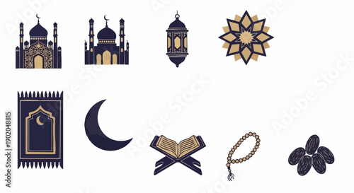 Icônes de Spiritualité Islamique Indigo or de Luxe