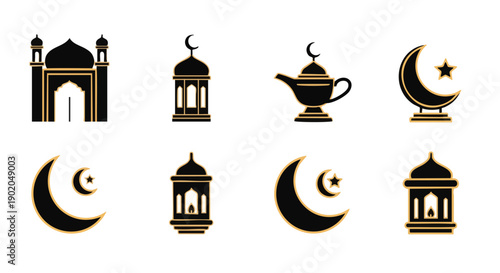 Icônes Géométriques Duotone du Mois Sacré Islamique