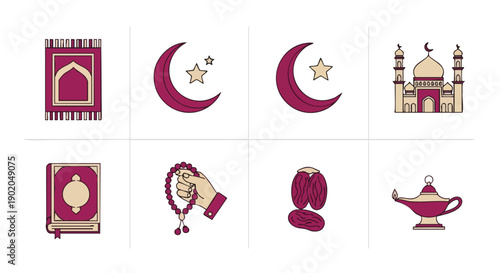 Icônes Islamiques Magenta Mosquée, Tapis de Prière