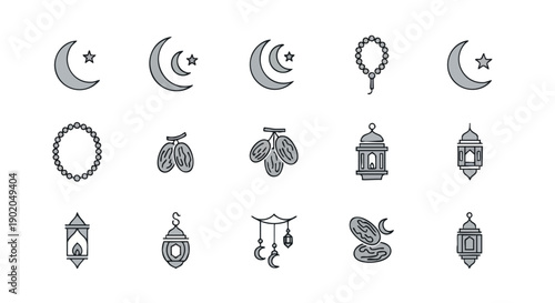 Kit de Symboles du Ramadan Monochrome Abstrait