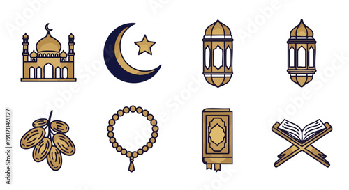 Set Luxueux de Symboles du Ramadan Duotone Rahl