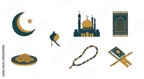 Symboles de Foi Duotone Minimalistes Rehal de Ramadan