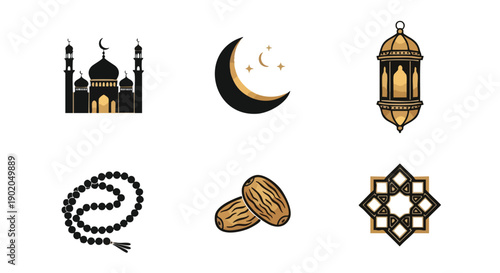 Six Symboles Sacrés de Ramadan Bicolores
