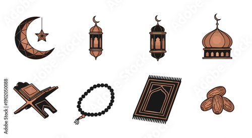 Symboles Géométriques Duotone des Fêtes de Ramadan