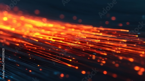 A captivating close-up of glowing orange streaks resembling molten lava or flowing energy against a dark background.