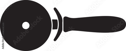 Pizza Cutter in silhouette on white background.