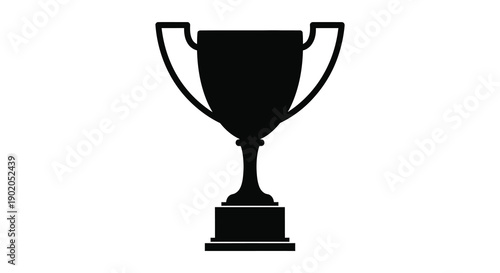 A stark black silhouette of a classic trophy cup symbolizing achievement and victory presented against a white background silhouette