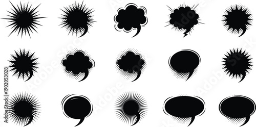 Explosive and Cloud Comic Speech Bubbles Icons