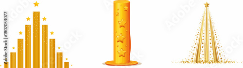 Winter Wonderland: Golden Beam Tower with Stars and Snowflakes