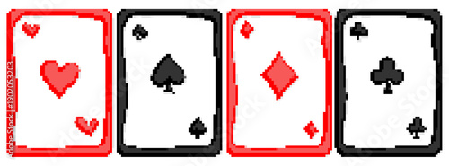 A set of pixel stylized playing cards.