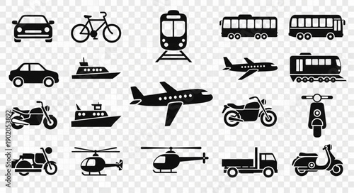 Collection of diverse transportation vehicles and modes of travel.