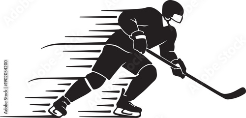 Skating Sprint in silhouette on white background.