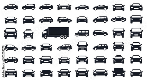 Collection of Diverse Vehicle Silhouettes.