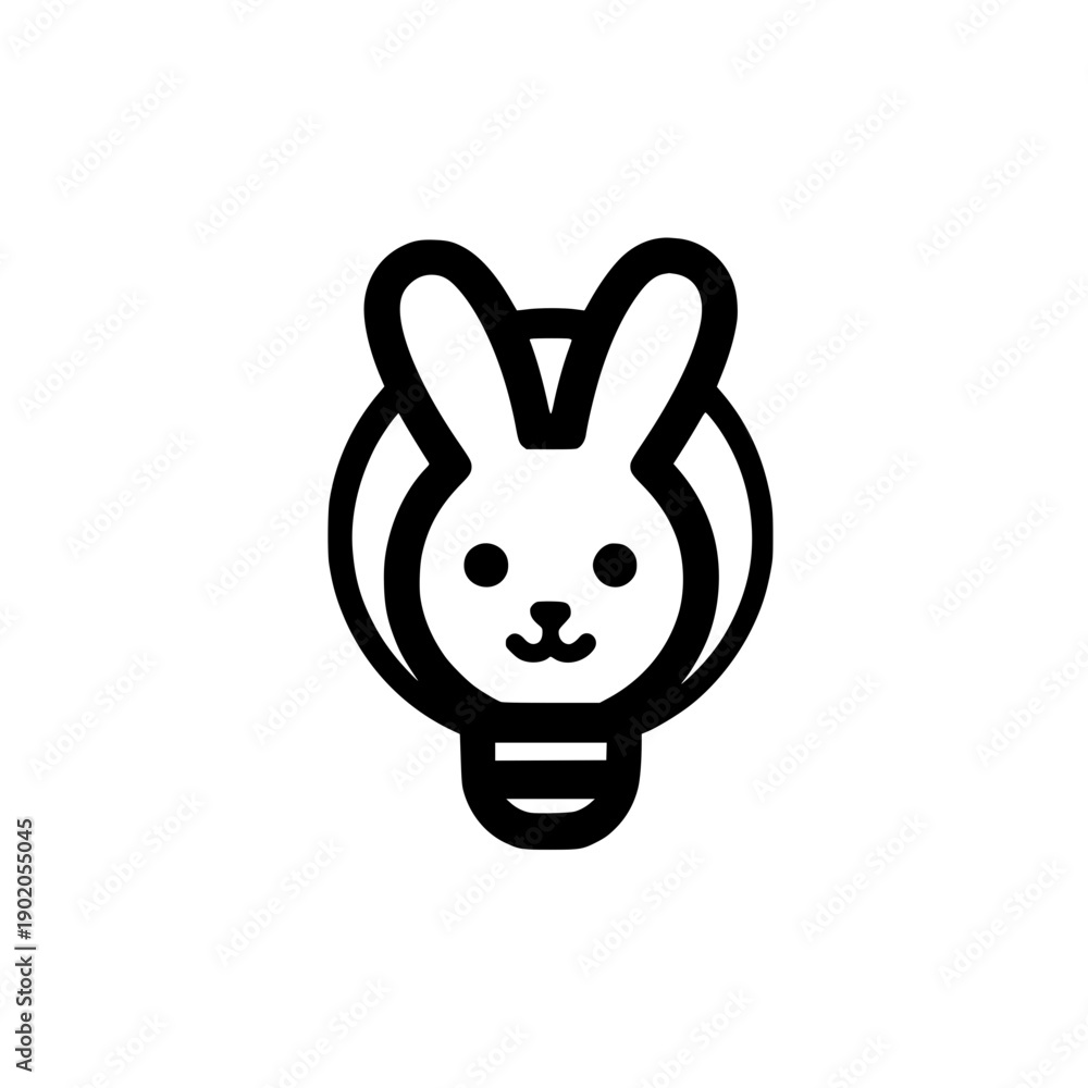 Obraz premium Rabbit icon inside light bulb vector illustration representing creative wildlife idea innovation and nature concept